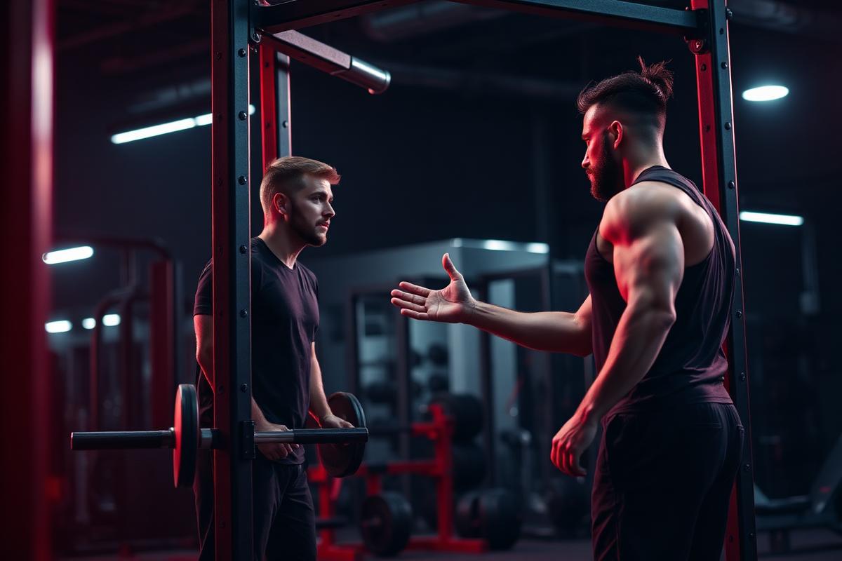 Personal trainer coaching a client